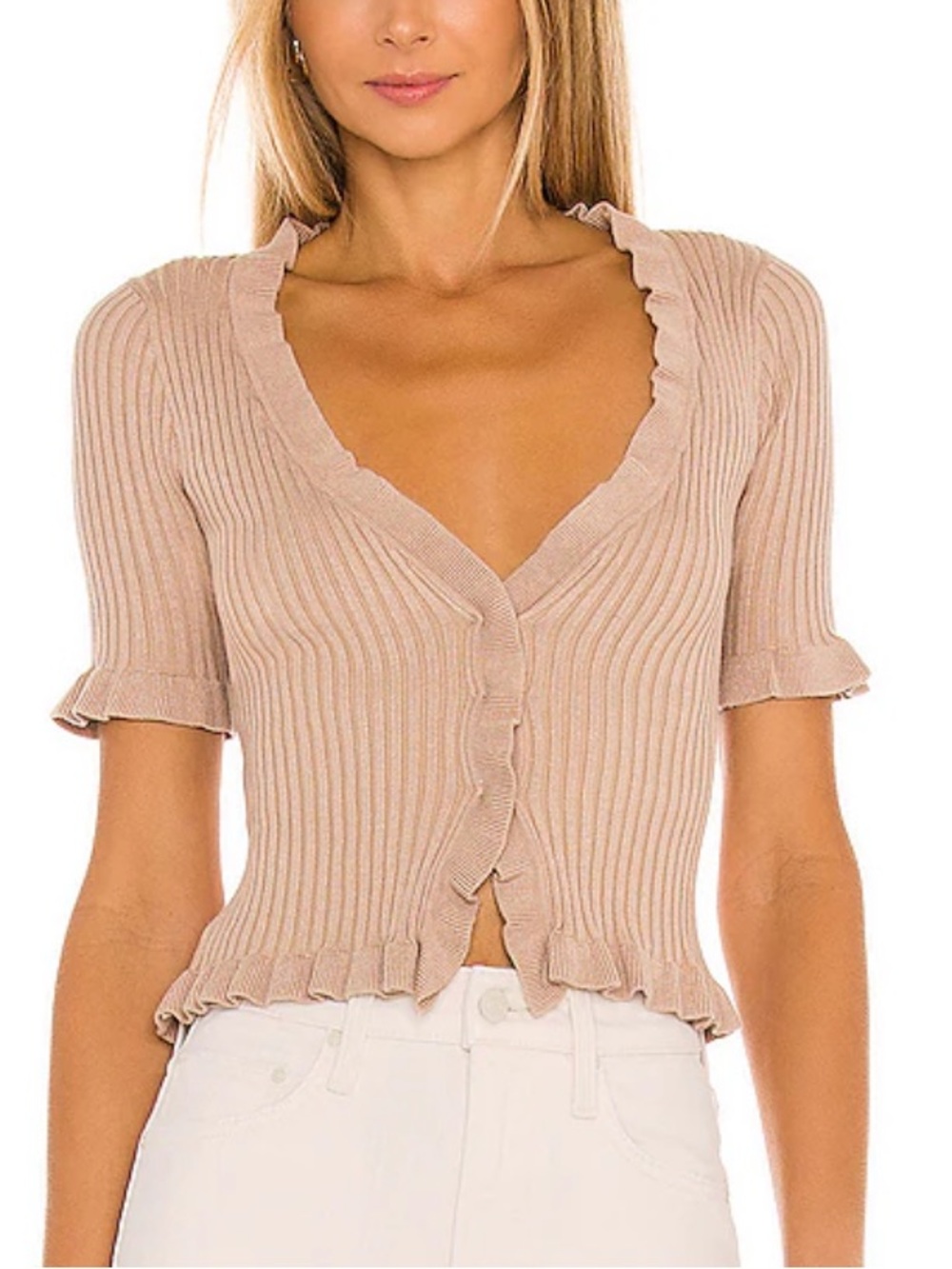 Lovers + Friends Carissa Ruffle Sweater Size XS from Revolve